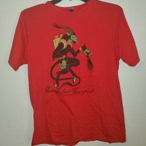Greetings From Krampus tee Men's size Large Red